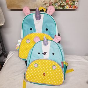 Kids Unicorn Zoo Preschool Backpack and lunch bag bright cute